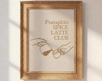 Pumpkin Spice Print, Retro Fall Art for Cozy Kitchen Decor