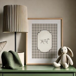 Cozy nursery decor with vintage puppy illustrations
