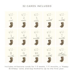 Teddy Bear Baby Milestone Card Set Bear Baby Cards Printable Beige Baby ...