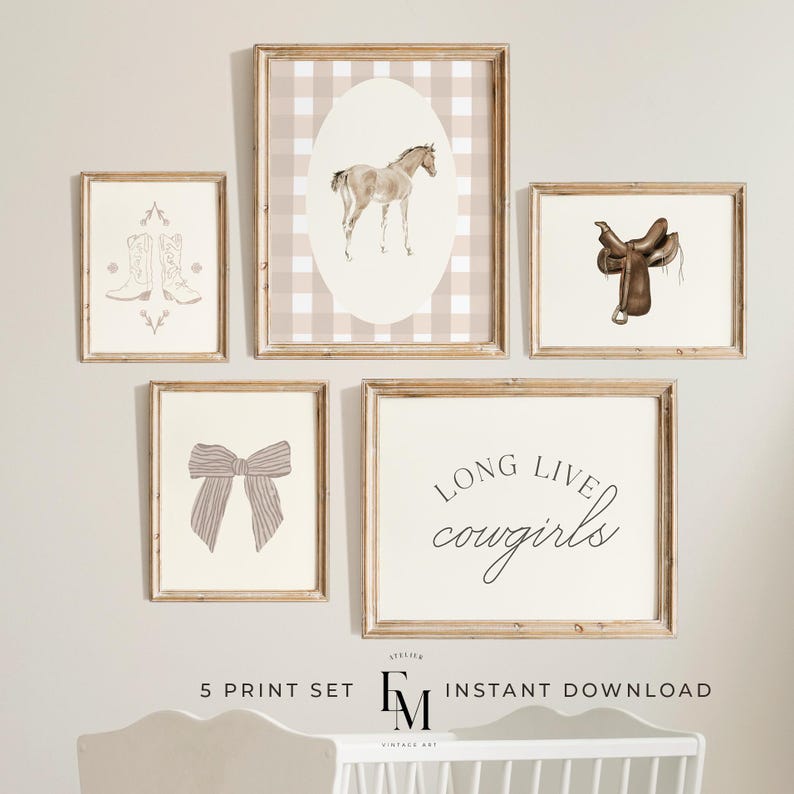 Pink cowgirl nursery theme with charming horse print and western-inspired decor.
