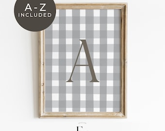 Powder Blue Initial Print Blue Nursery Art Personalized Initial Wall Decor Gender Neutral Baby Nursery Decor Vintage Toddler Room Monogram