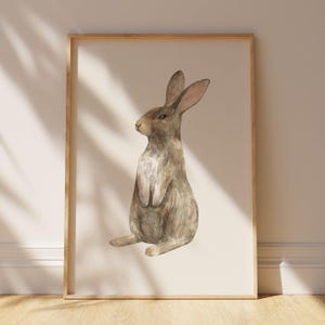 Bunny Printable, Woodland Nursery Art Prints, Girl's Room Bunny Decor, Rabbit Nursery Art, Kid Gift.