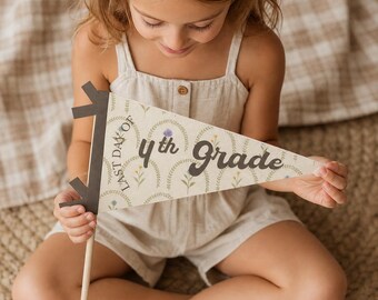School Photo Prop Pennant Girl First Last Day Printable Daycare Grade 12 Vintage Floral Digital Download