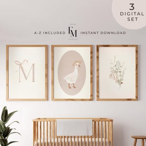 Girl Nursery Monogram Wall Art Name Digital Prints Wall Art Girl Monogram Nursery Silly Goose Wall Art Coquette Bow Print Pink Aesthetic Art