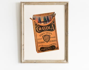 Antique Crayola Poster School Vintage Crayola Print Colorful Kid Wall Art Playroom Decor Children Room Print Classroom Poster Homeschool Art