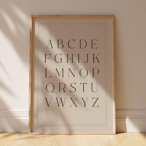 Vintage Style Alphabet Print Classic ABC Nursery Print Gender Neutral Kids Wall Decor Classic ABC Print Classroom Poster Beige Letters Print