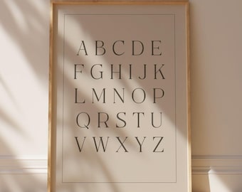 Vintage Style Alphabet Print Classic ABC Nursery Print Gender Neutral Kids Wall Decor Classic ABC Print Classroom Poster Beige Letters Print