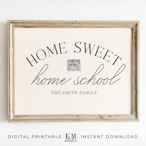 Custom "Home Sweet Homeschool" sign with family name for entryway decor