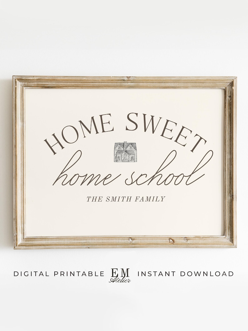Custom "Home Sweet Homeschool" sign with family name for entryway decor