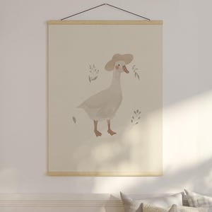 Farm-inspired duck nursery print with a neutral aesthetic for kids' spaces.