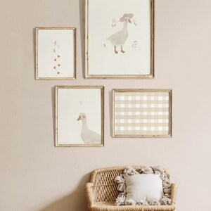 Earthy Toned Nursery Wall Art: Gender-Neutral Goose and Duck Digital Prints.