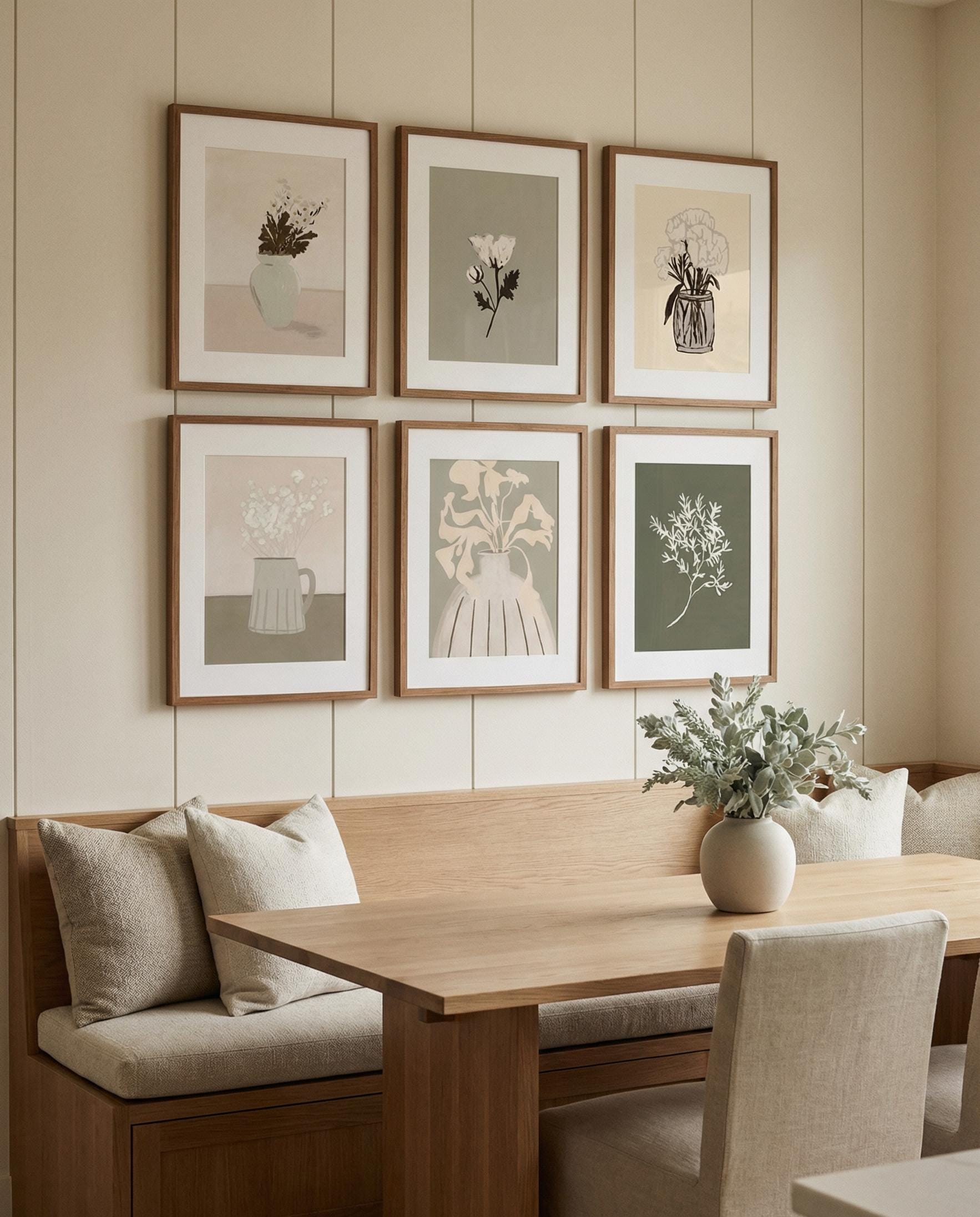 Set of 6 Botanical Wall Art Prints Neutral Floral Gallery Wall Vintage ...