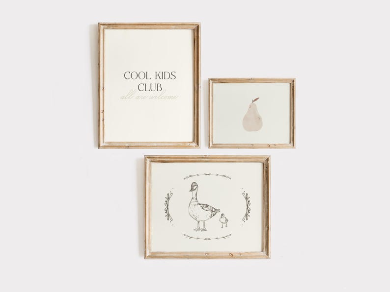 Timeless muted-tone prints for a cozy and elegant nursery or playroom.
