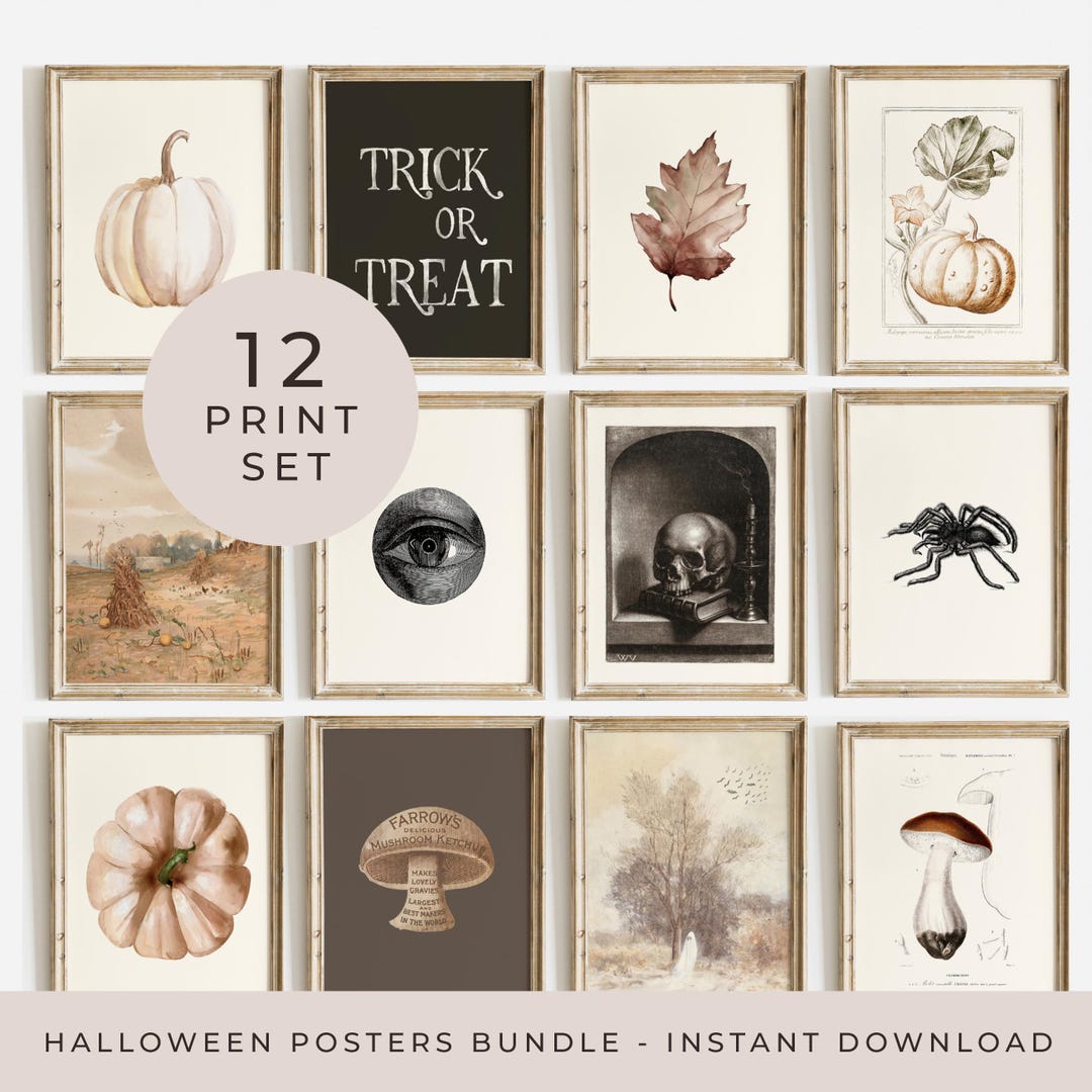 Halloween Gallery Wall Printable Art Set Halloween Pumpkin Poster ...