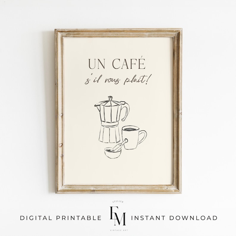 Minimal coffee wall art for chic kitchen decor