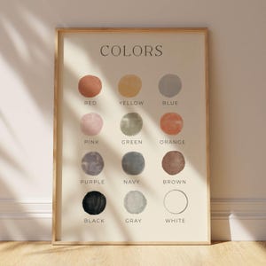 Montessori-inspired color chart printable for homeschool and classroom decor