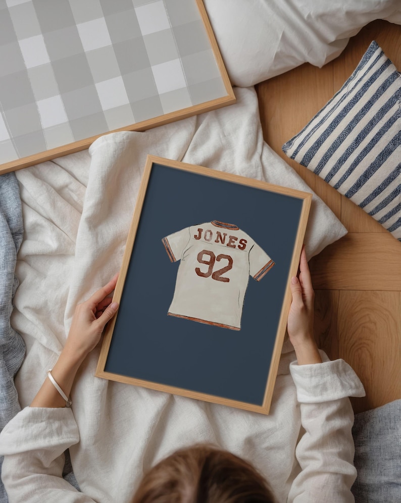 Personalized kids room artwork with jersey theme soccer boy decor
