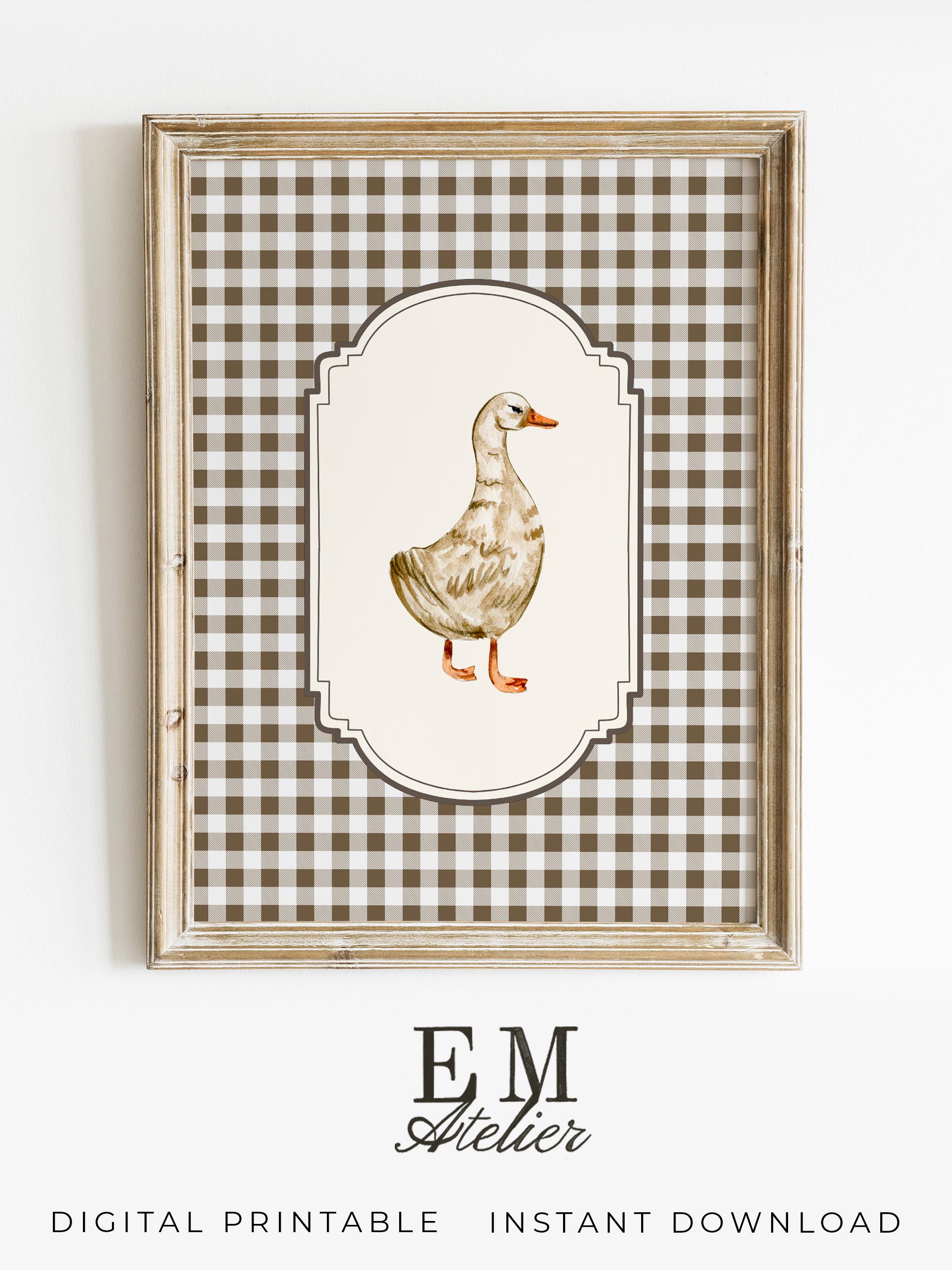Vintage Duck Nursery Wall Art Printable Gingham Cottagecore Animal ...