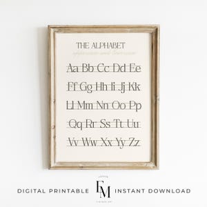 Neutral ABC Poster Print Alphabet Handwriting Chart Print Educational Wall Art Printable Homeschool Classroom Decor Back to School Wall Art