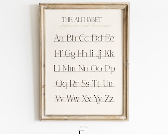 Neutral ABC Poster Print Alphabet Handwriting Chart Print Educational Wall Art Printable Homeschool Classroom Decor Back to School Wall Art