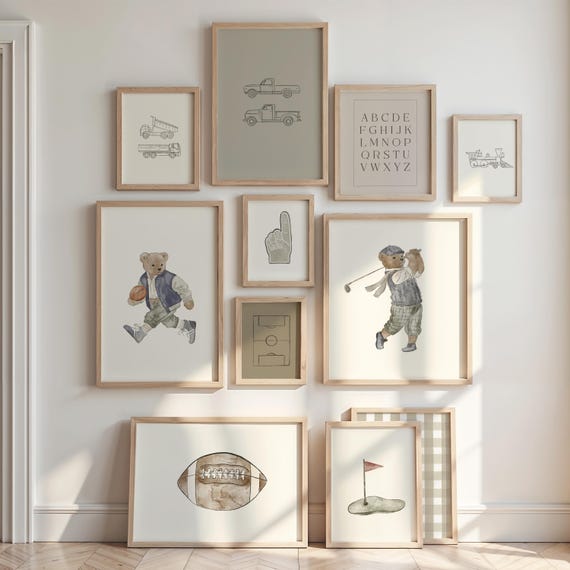 Muted Neutral Sports Prints Boys Set of 25 Vintage Style Gallery Wall Posters Sports Boy Room Wall Art Nursery Decor Retro Sports Printables