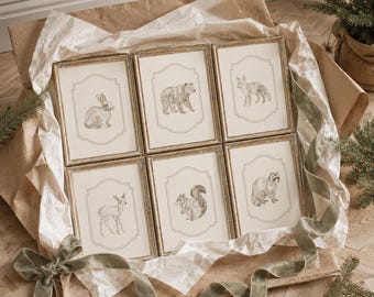 Woodland Winter Animal Christmas Print Neutral Nursery Gift Idea