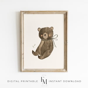 Bear Nursery Wall Art Bear Nursery Art Teddy Bear Nursery Print Bear Print Woodland Nursery Art Gender Neutral Decor Bear Kids Room Poster