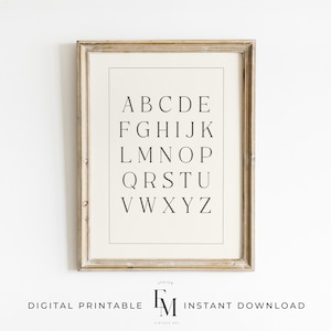 Classic Alphabet Poster ABC Chart Print Educational Wall Art Printable Homeschool Classroom Decor Nursery Print Antique Kids Room Wall Art