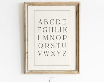 Classic Alphabet Poster ABC Chart Print Educational Wall Art Printable Homeschool Classroom Decor Nursery Print Antique Kids Room Wall Art