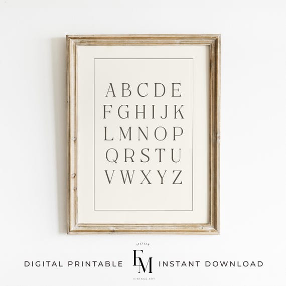 Classic Alphabet Poster ABC Chart Print Educational Wall Art Printable Homeschool Classroom Decor Nursery Print Antique Kids Room Wall Art