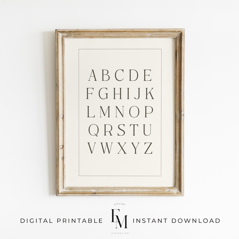 Classic Alphabet Poster ABC Chart, perfect for educational wall art in nurseries, kids rooms, or classrooms.
