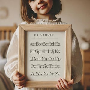 Educational wall art alphabet chart neutral abc poster homeschool classroom back to school print