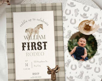 First Rodeo Birthday Evite Editable Rodeo Invitation 1st Birthday Digital Invite Template Cowboy Party Invite Custom Rodeo Western Theme