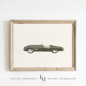 Sage Green Vintage Car Print Baby Boy Vehicle Poster Green Boys Room Art Toddler Boy Decor Car Playroom Art Transportation Print Boy Bedroom