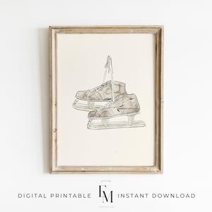 Ice Skating Print Hockey Wall Art Hockey Boy Room Decor Vintage Sport Nursery Art Hockey Boy Room Decor Toddler Playroom Decor Winter Print