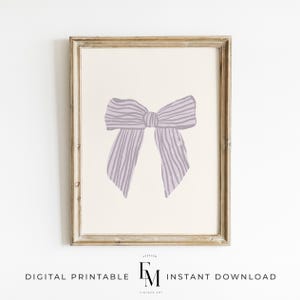 Lavender Bow Art Print Nursery Coquette Decor Lilac Nursery Wall Art Purple Aesthetic Art Girl Room Wall Print Girl Nursery Decor Girl Print