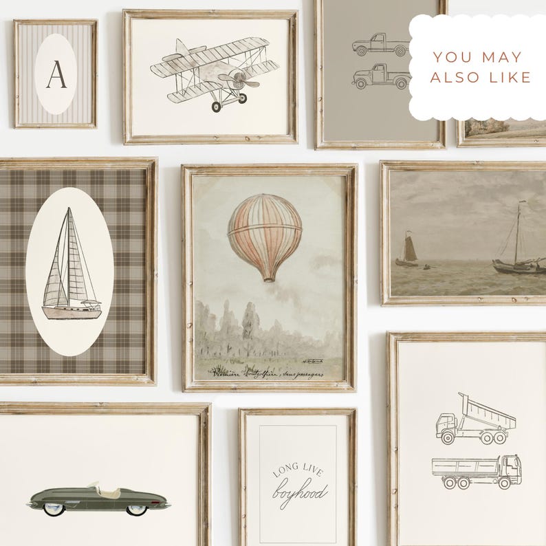 Airplane Nursery Art Vintage Watercolor Boys Room Decor Boy Wall Art Travel Theme Nursery Print Baby Boys Room Decor Beige Boys Playroom Art image 11