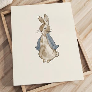 Antique bunny line drawing for nursery or children's room walls