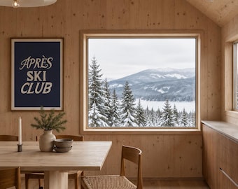 Apres Ski Club Print, Navy Typography Digital Download for Chalet Wall Art