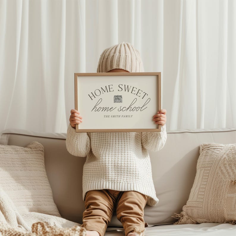 Farmhouse-inspired family name poster for homeschool or family spaces