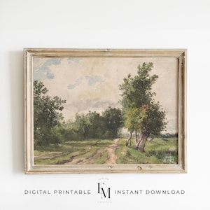 Landscape Art Nature Antique Print Country Landscape Painting Cozy Landscape Art Vintage Print Muted Landscape Printable Cottage Art Print