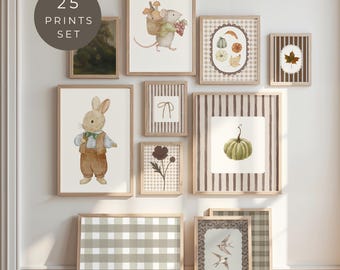Mouse Wall Art, 25-Print Vintage Autumn Digital Download