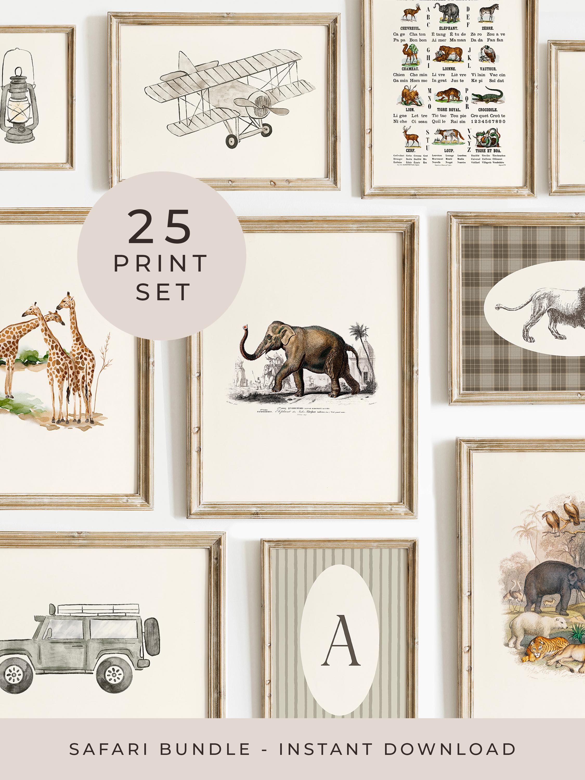 Safari Gallery Wall Art Set of 25 Print Safari Animal Nursery Print ...