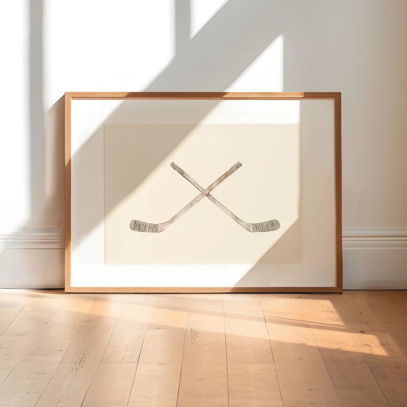Neutral Hockey Wall Art Vintage Hockey Stick Poster Ice Hockey Boy Bedroom Art Hockey Printable Boy Art Hockey Sport Wall Art Playroom Decor image 9