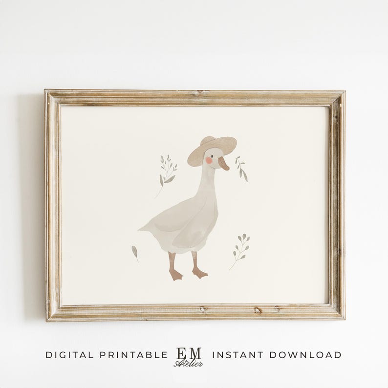 Gender-neutral goose wall art ideal for modern nursery and kid's room decor.