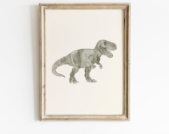 T-Rexポスター 男の子向け恐竜ウォールアート 幼児向け恐竜ポスター グリーンT-Rexプリント ティラノサウルスレックスポスター 恐竜 子供部屋装飾 男の子向けアート