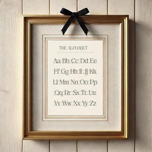 Printable homeschool decor neutral abc poster alphabet handwriting chart classroom wall art