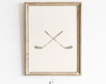 Neutral Hockey Wall Art Vintage Hockey Stick Poster Ice Hockey Boy Bedroom Art Hockey Printable Boy Art Hockey Sport Wall Art Playroom Decor