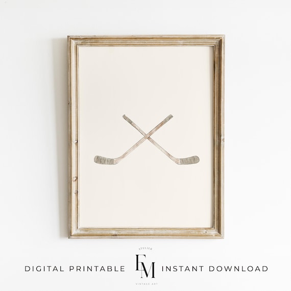 Neutral Hockey Wall Art Vintage Hockey Stick Poster Ice Hockey Boy Bedroom Art Hockey Printable Boy Art Hockey Sport Wall Art Playroom Decor