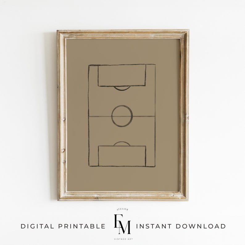 Vintage soccer field print for energetic sports room decor